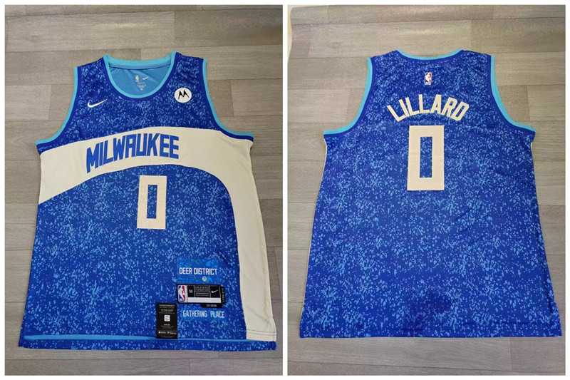 Bucks 0 Damian Lillard Blue Nike 2023-24 City Edition Swingman Jersey->philadelphia 76ers->NBA Jersey